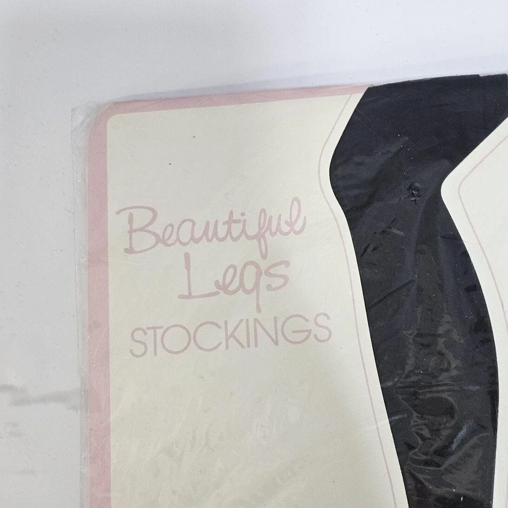 Vintage Fredericks Hollywood Dot Ruffle Top Thigh Highs Black Nylon M USA‎ NOS